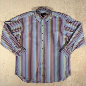 Robert Talbott Colorful Striped Long Sleeve designed in Carmel, California Large